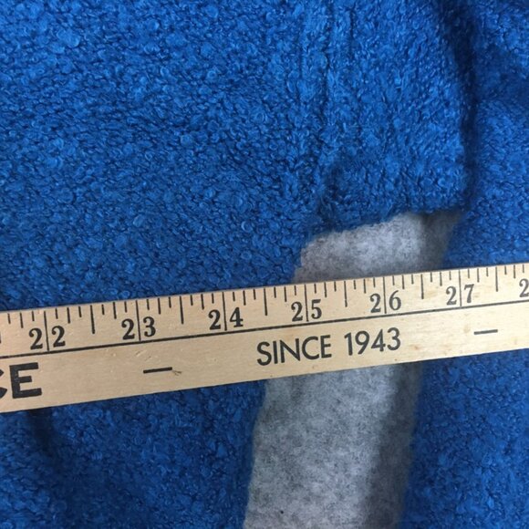 Double Zero Sweater L Oversized Slouchy Cropped V Neck Textured Boucle Knit Blue - Picture 9 of 13